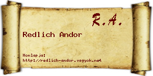 Redlich Andor névjegykártya